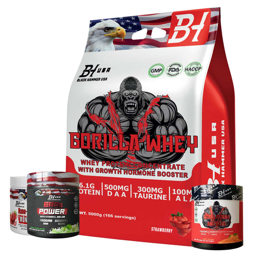Gorilla Whey Protein 5KG Strawberry + FREE EAAs, BCAA & Nano Creatine