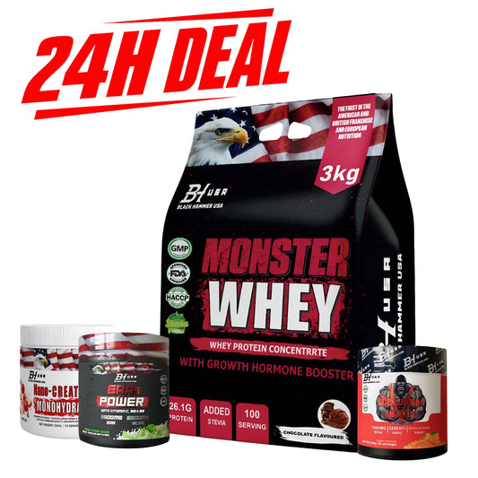 24H Deal: Monster Whey 3KG Chocolate+ FREE BCAA + EAAs + Nano Creatine_Save 40%