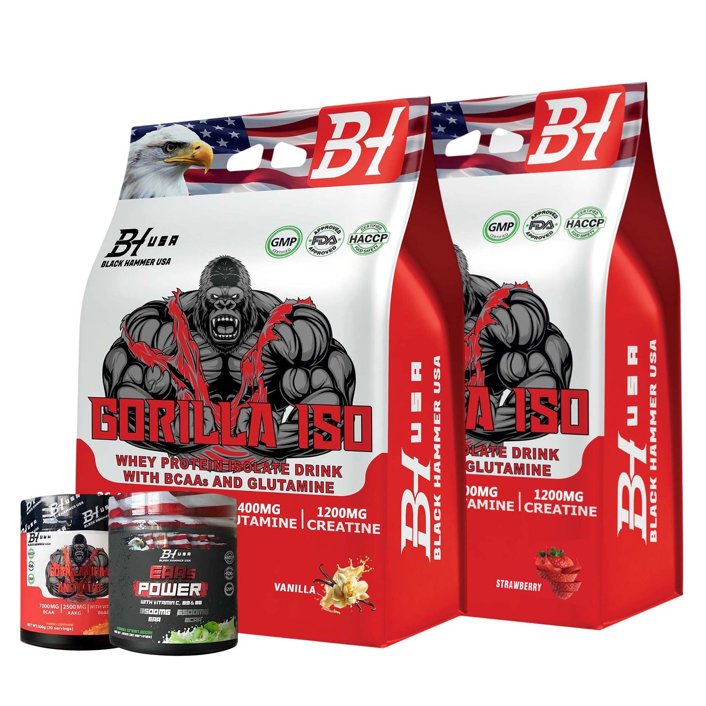24H Deal: 2x Gorilla ISO Vanilla & Strawberry + FREE EAAs + BCAA_Save50%