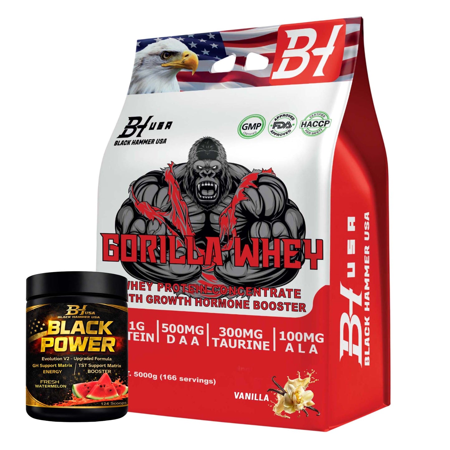 Gorilla Whey Protein 5 kg – Vanilla + FREE Black Power Watermelon