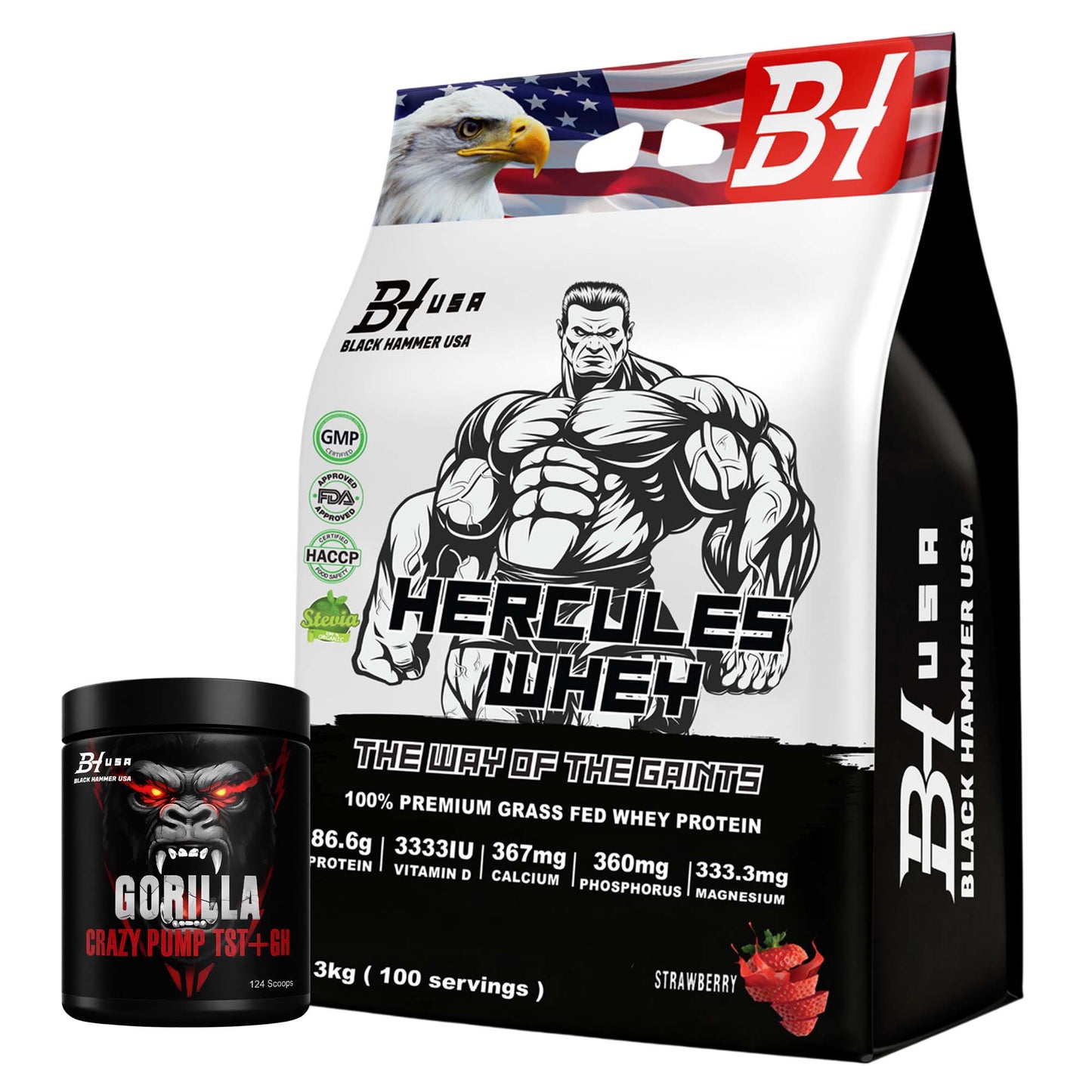 Hercules Whey 3kg + FREE Gorilla Crazy Pump