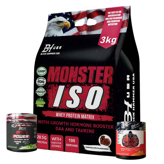 Monster ISO Whey Protein 3 kg – Chocolate + FREE EAAs & BCAA