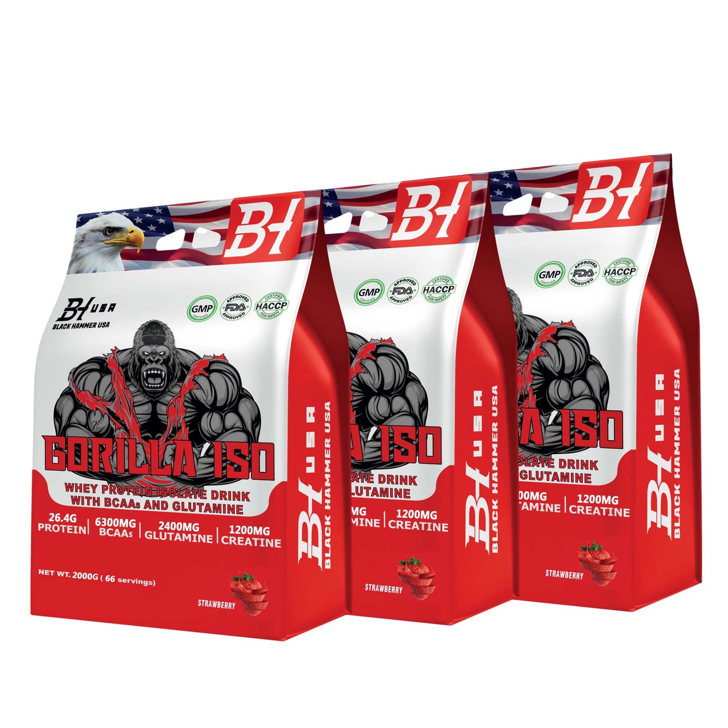 3x Gorilla ISO Whey Protein 2KG Bundle