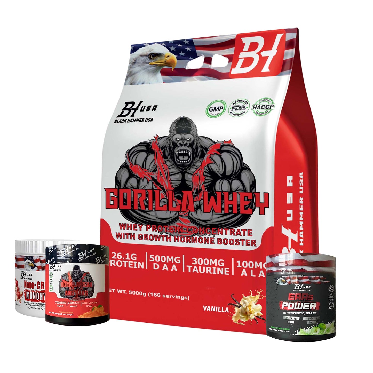 Gorilla Whey Protein 5kg Vanilla + EAAs + BCAA + Nano Creatine