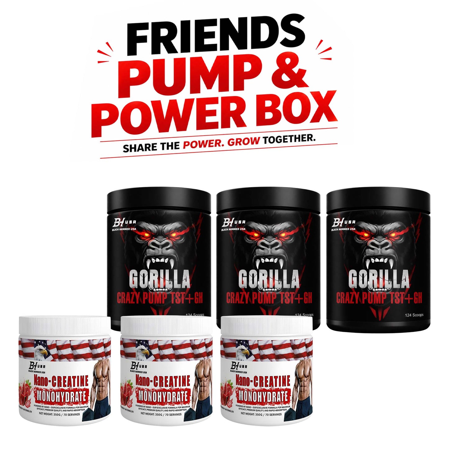 Friends Pump Box – 3× Gorilla Crazy + Free 3× Nano Creatine