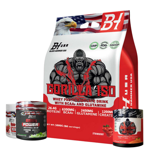 Gorilla ISO Whey Protein 5KG Strawberry + FREE EAAs, BCAA & Nano Creatine