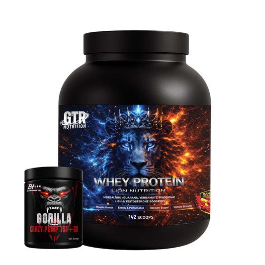Lion Whey 5KG Banana Strawberry | 27G Protein + FREE Gorilla Crazy Pump