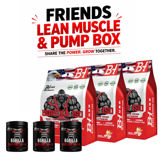 Friends Muscle & Pump Box – 3× Gorilla ISO 2KG Banana-Strawberry + Free 3× Gorilla Crazy