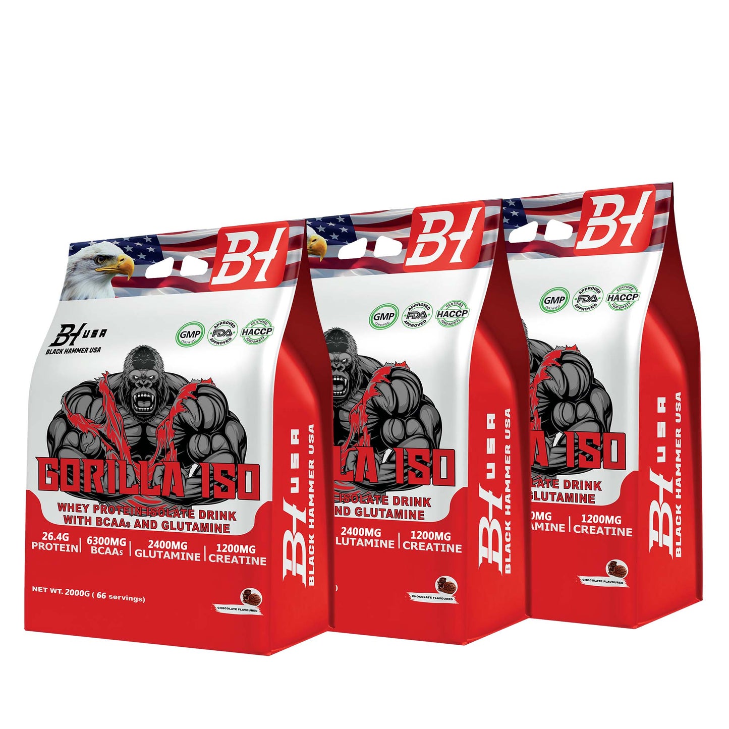 3x Gorilla ISO Whey Protein 2KG Bundle