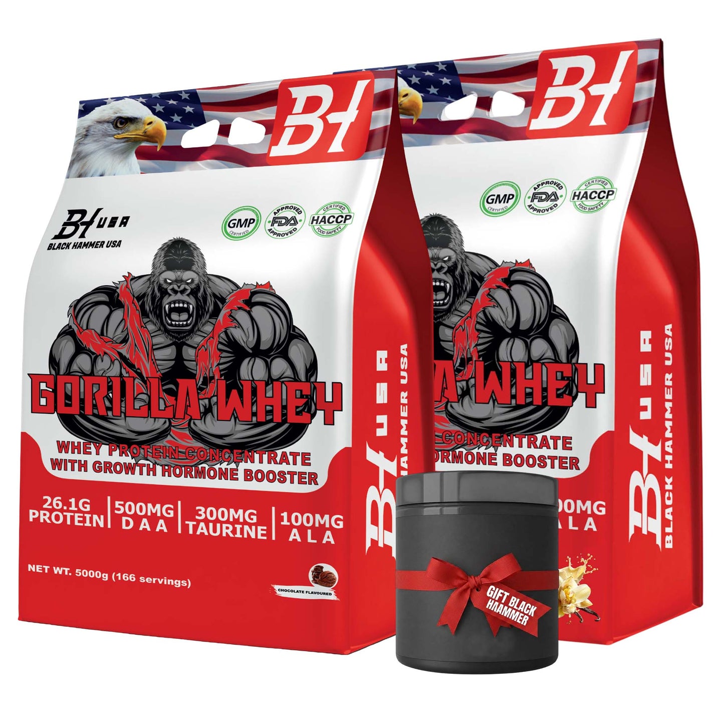 2x Gorilla Whey 5KG Vanilla & Chocolate + Free Gift