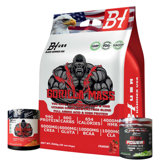 Gorilla Mass 4KG Strawberry + FREE EAAs & BCAA
