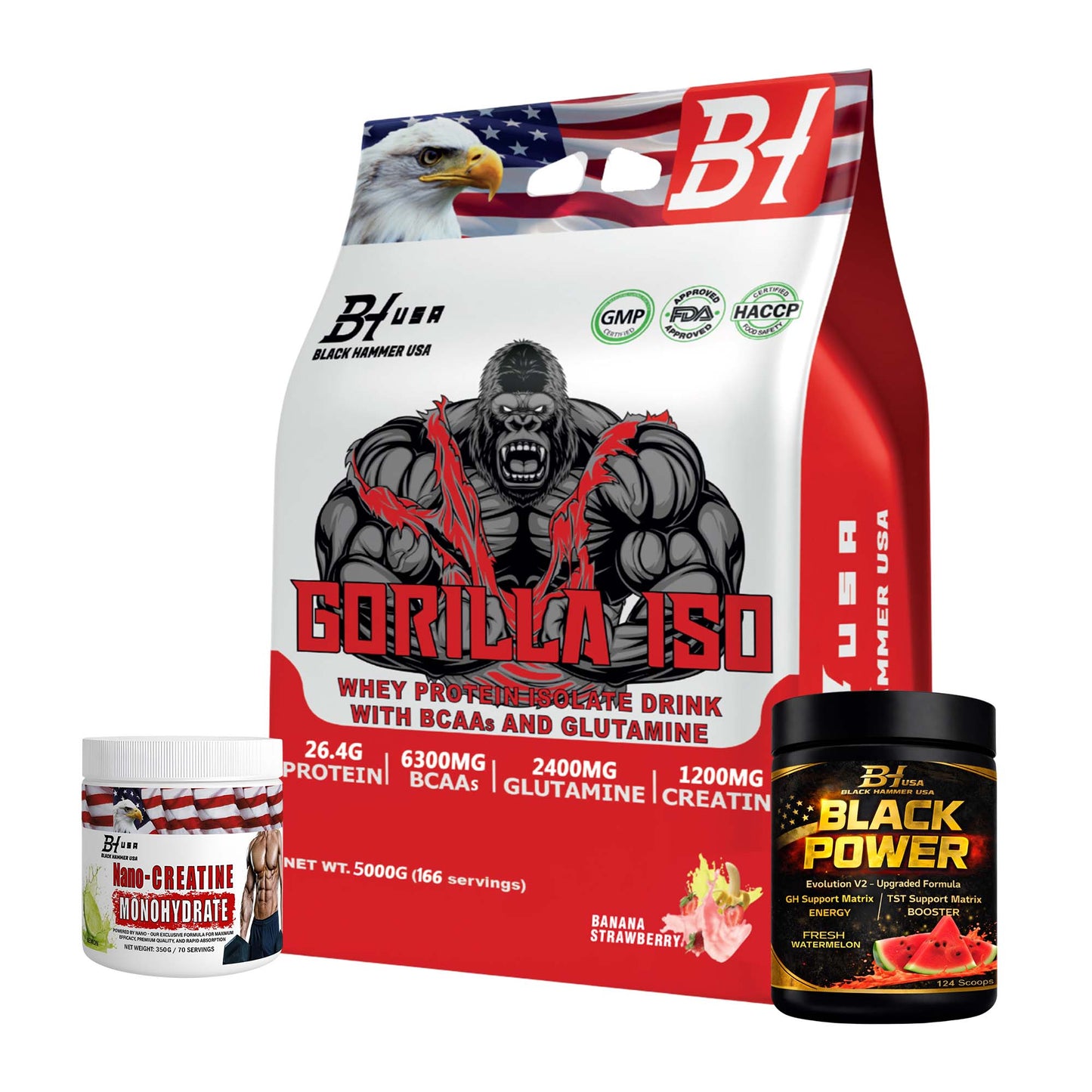 Gorilla Isolate 5kg BananaStrawberry + Black Power V2 & Free Nano Creatine_Save 30%