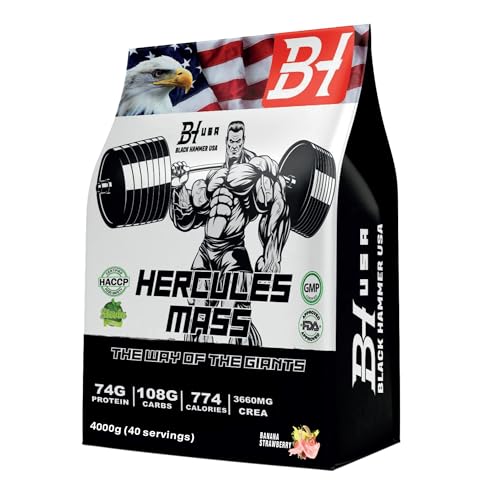 Hercules Mass Gainer 4 kg Banane-Erdbeere + Gorilla BCAA 620 g