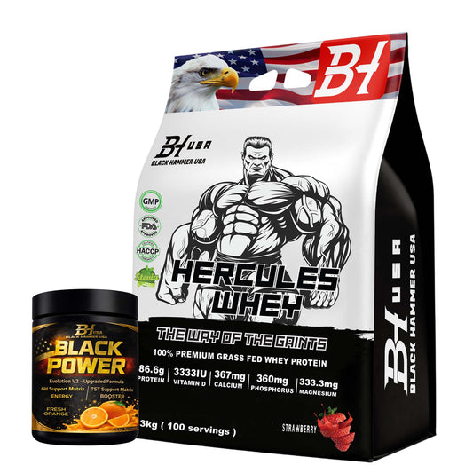 Hercules Whey 3KG Strawberry + FREE Black Power