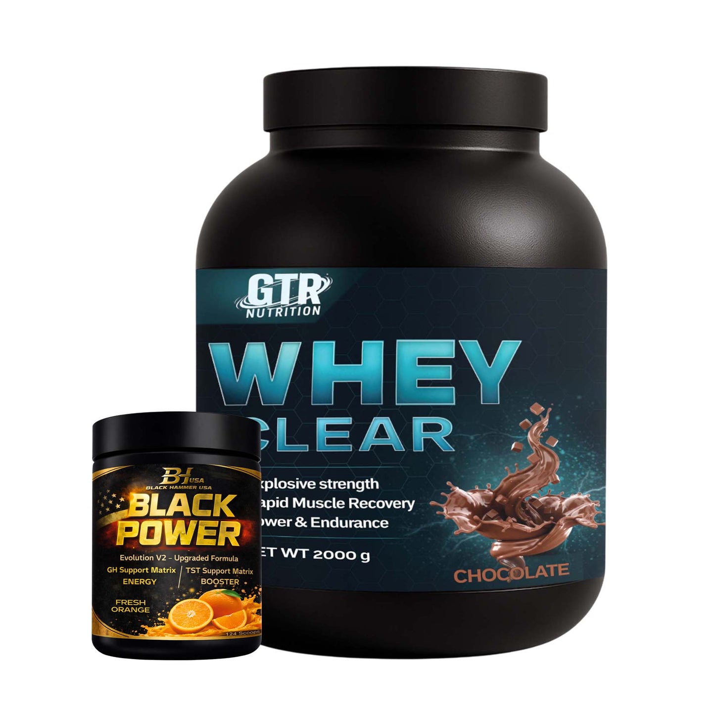 Whey Clear 2 kg Chocolate + FREE Black Power Orange