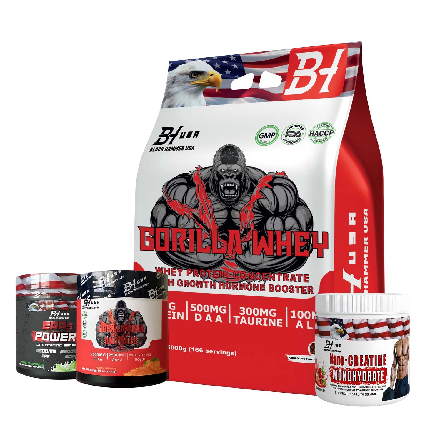 GORILLA WHEY 5KG + EAA + BCAA + NANO + Free Fibo Ticket