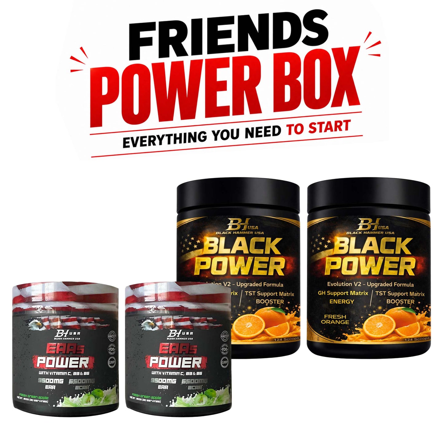 Friends Power Box – 2x Black Power + 2 FREE EAAs Power | Black Hammer USA