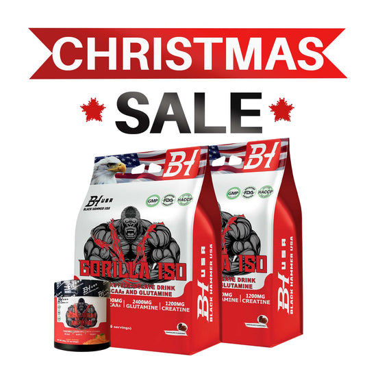 Christmas Fitness Bundle | 2× Gorilla ISO 2KG Schoko + Gorilla BCAA Orange | Black Hammer USA