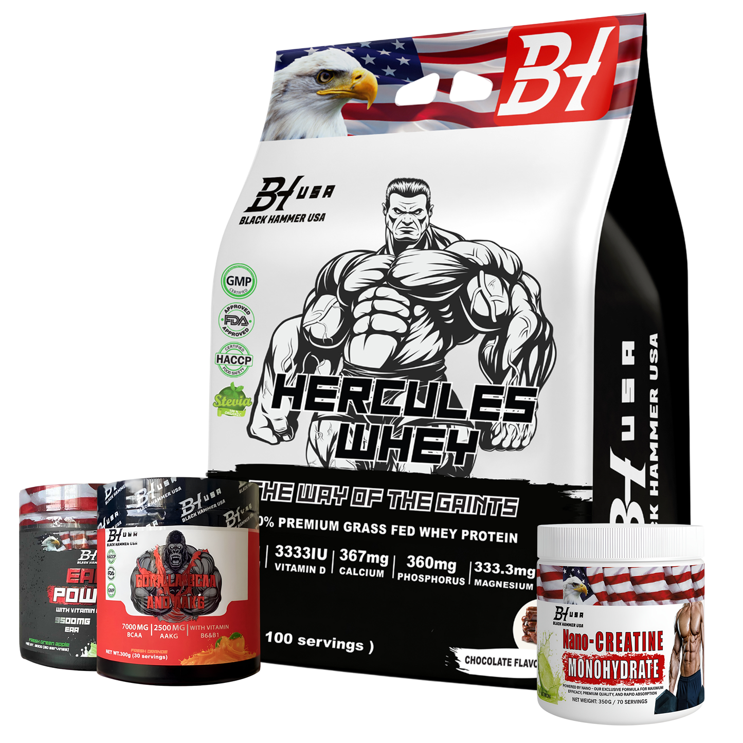 Hercules Whey Bundle | EAAs + BCAA + FREE Nano