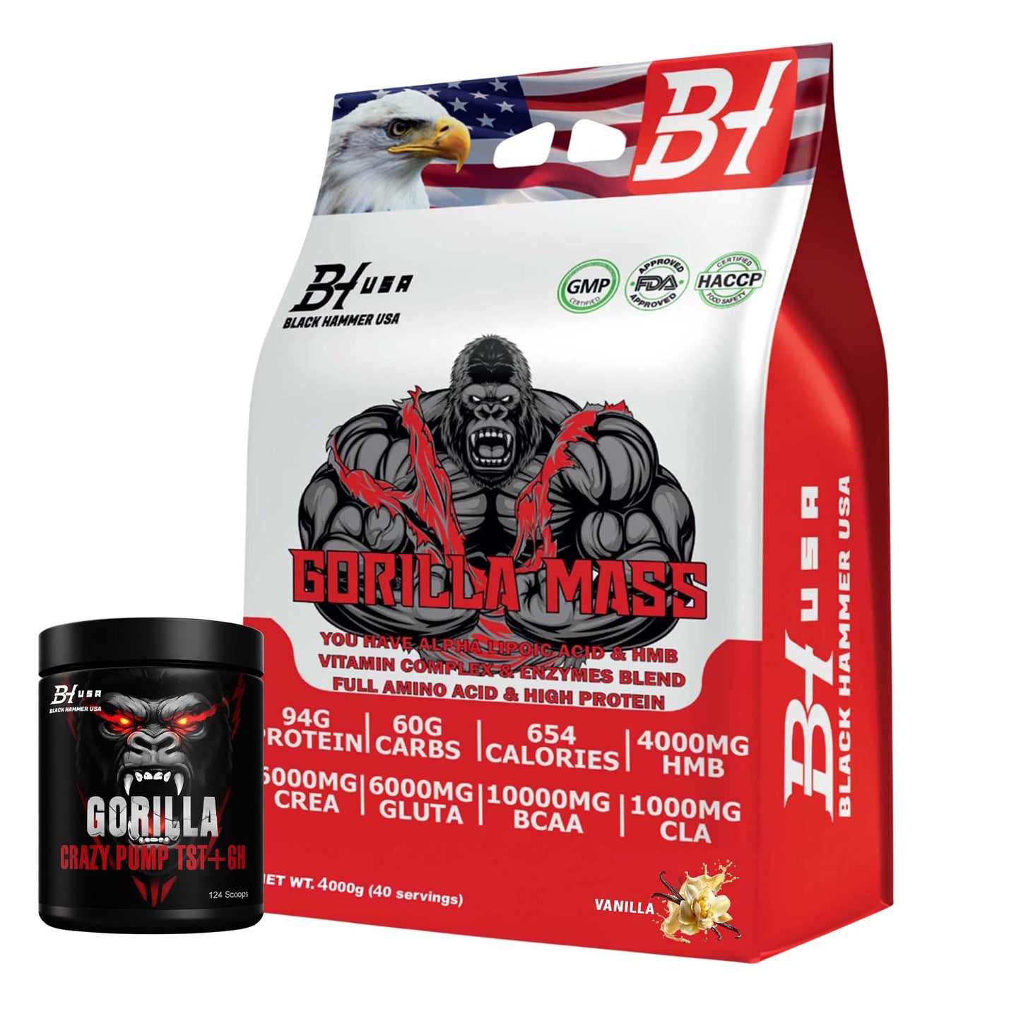 Gorilla Mass 4KG Vanilla + FREE Gorilla Crazy Pump
