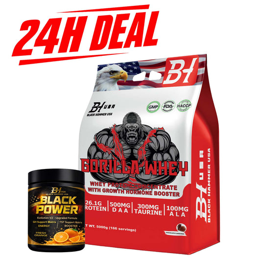 24H Deal: Gorilla Whey 5KG Chocolate + FREE Black Power Orange_ Save 40%
