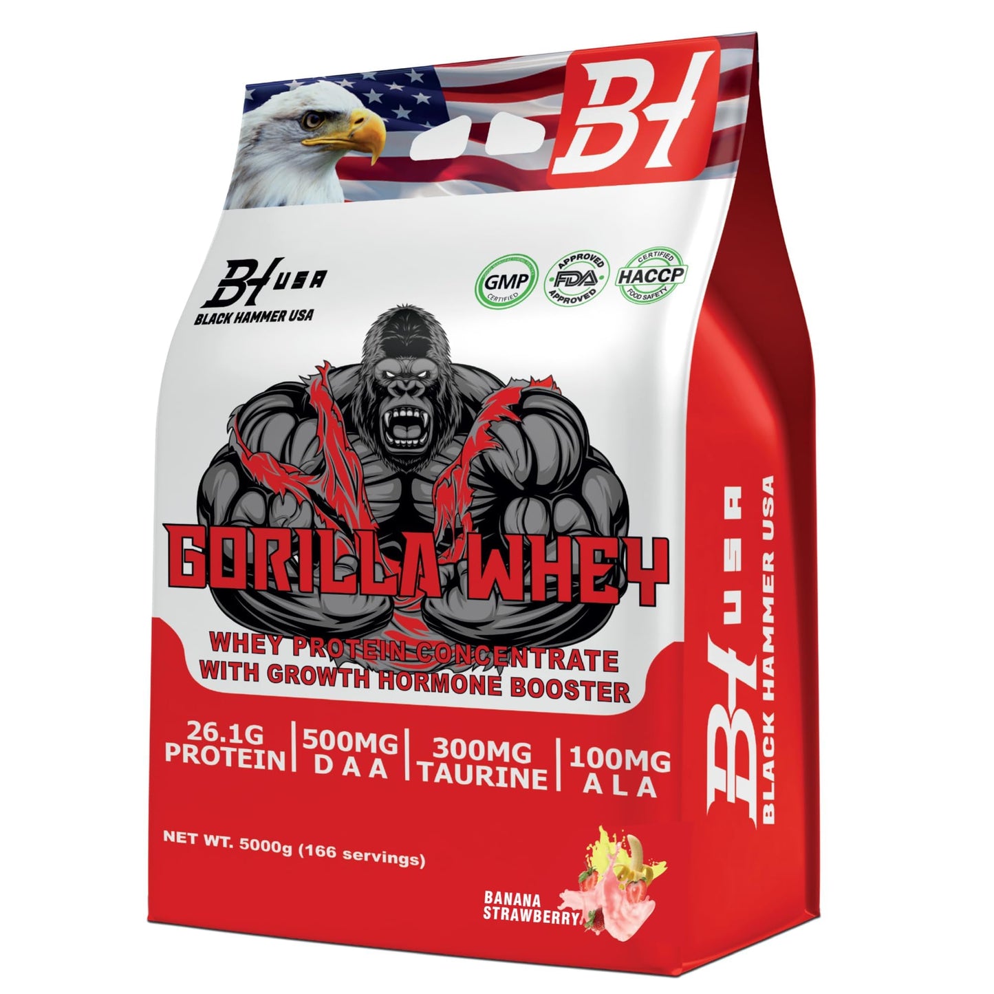Gorilla Whey 5k Banana Strawberry + Gorilla Crazy Pump & Free Gorilla BCAA