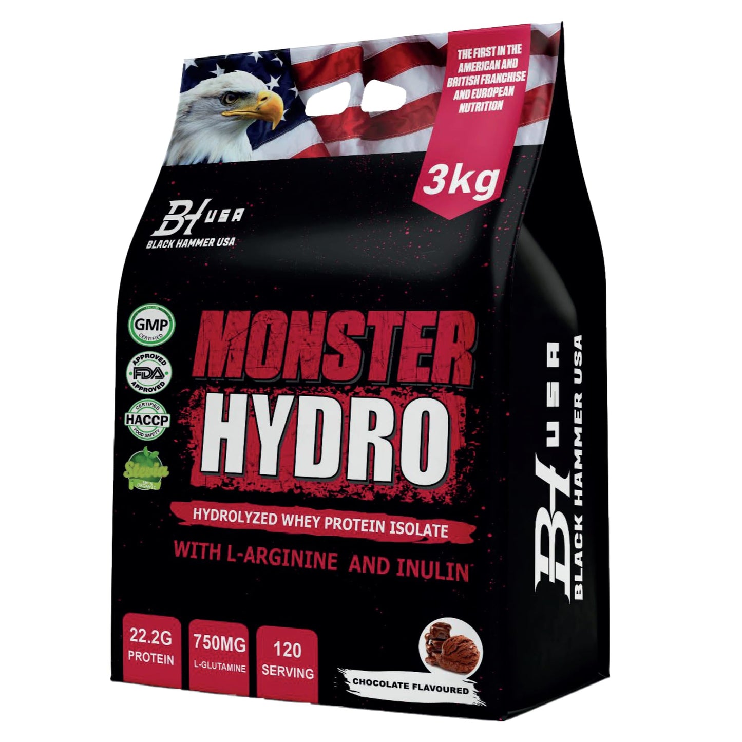 2-Pack Monster Hydro 3kg Strawberry & Chocolate + FREE BCAA