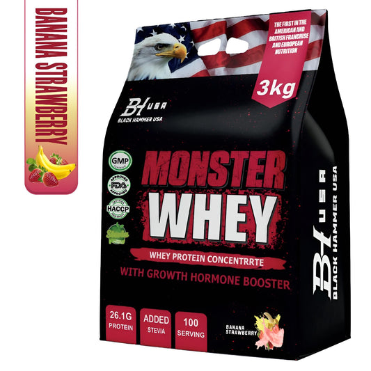 2× Monster Whey 3KG – Chocolate & Banana-Strawberry + FREE Gorilla Crazy Pump_SAVE 40%