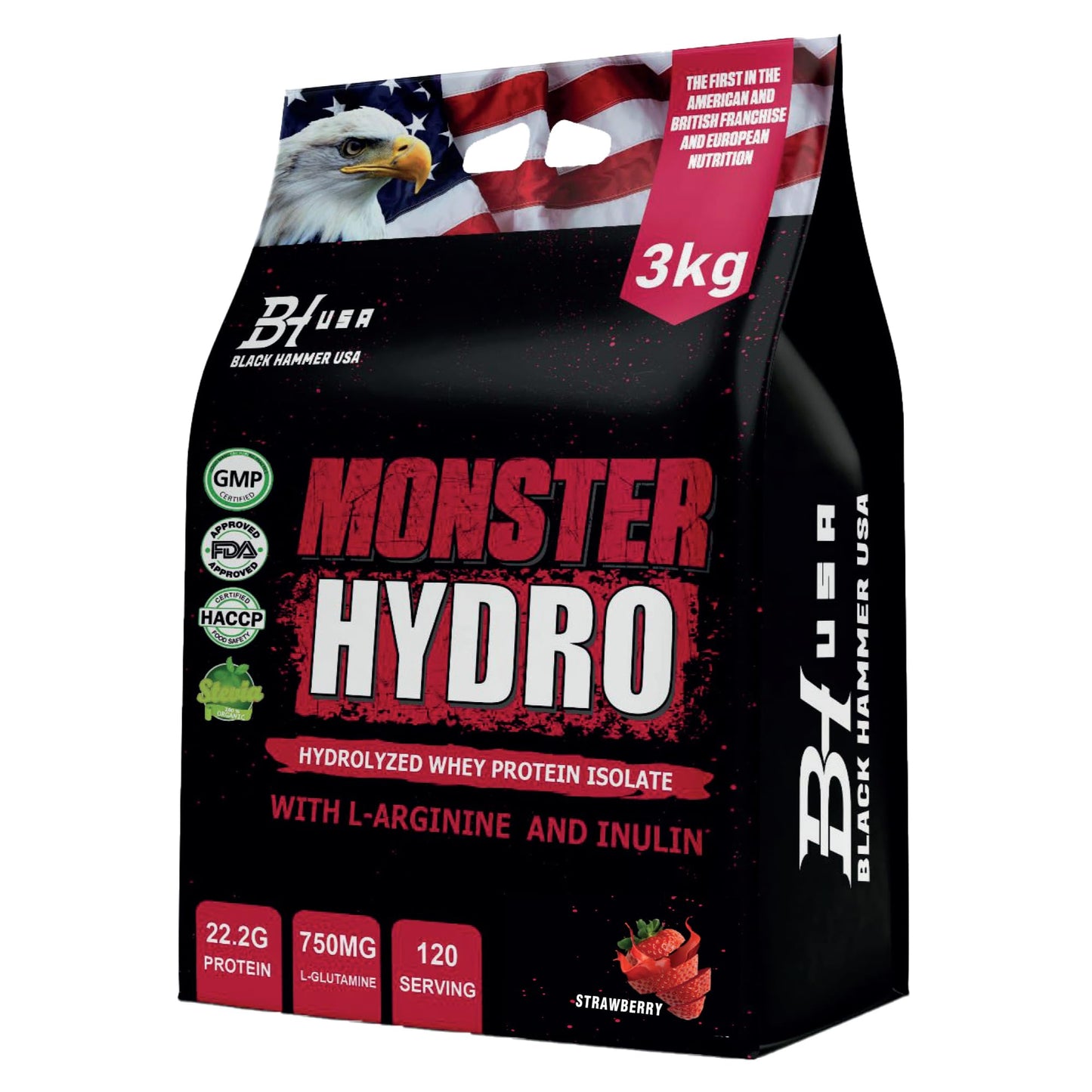 2x Monster Hydro 3KG Chocolate + Strawberry + FREE Gorilla BCAA 620G | SAVE €64