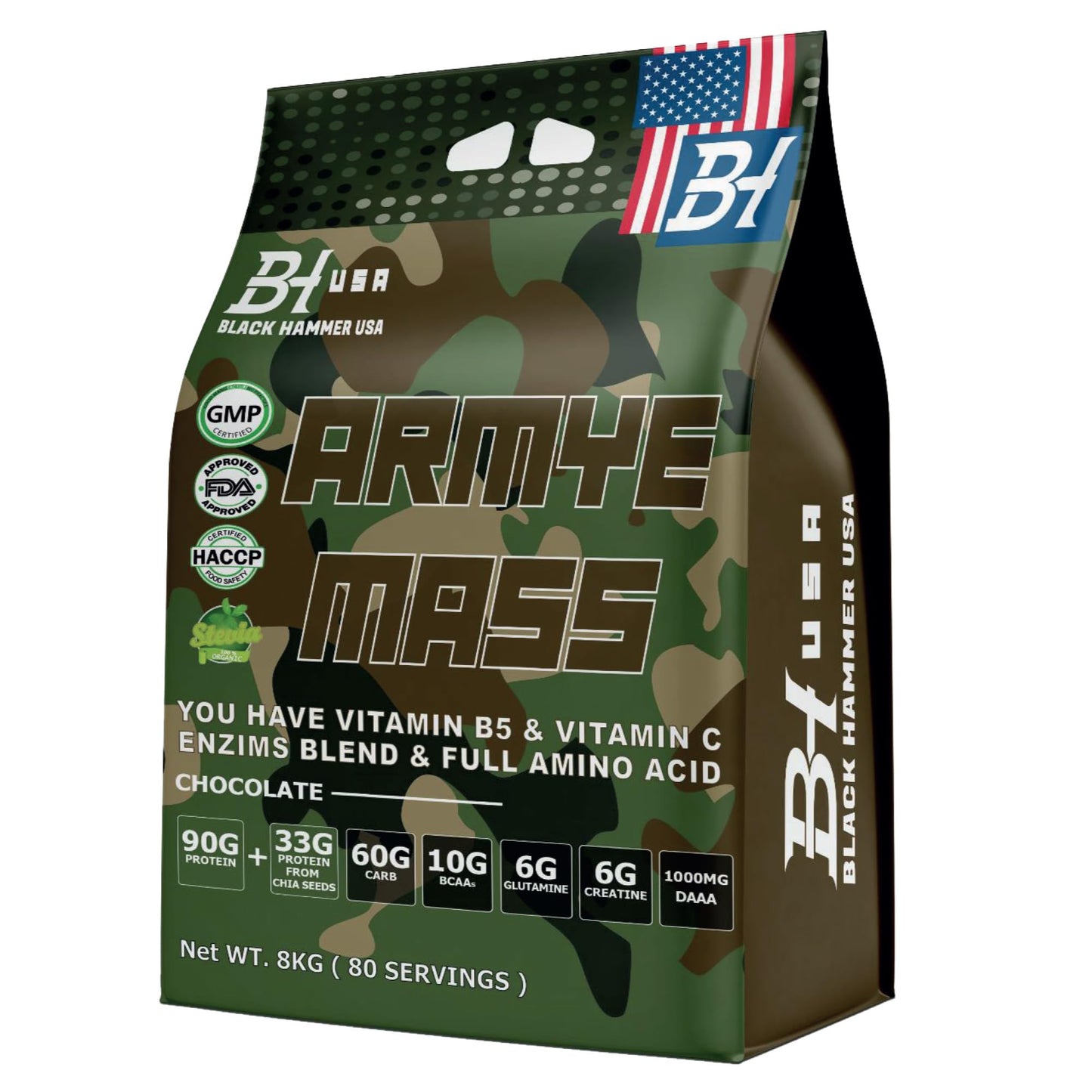 ARMYE Mass 8KG Chocolate + FREE EAA 620G