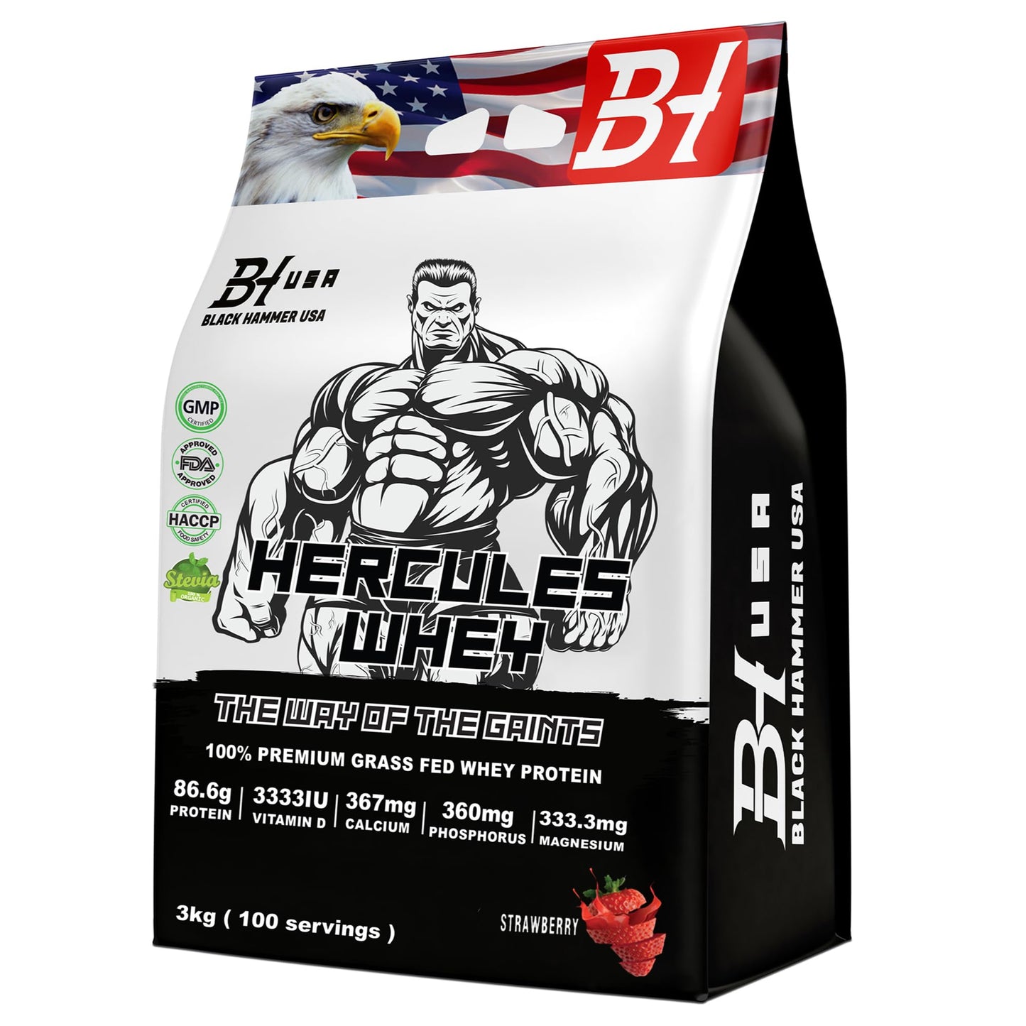 24H DEAL - Hercules Whey 3KG + FREE Black Power