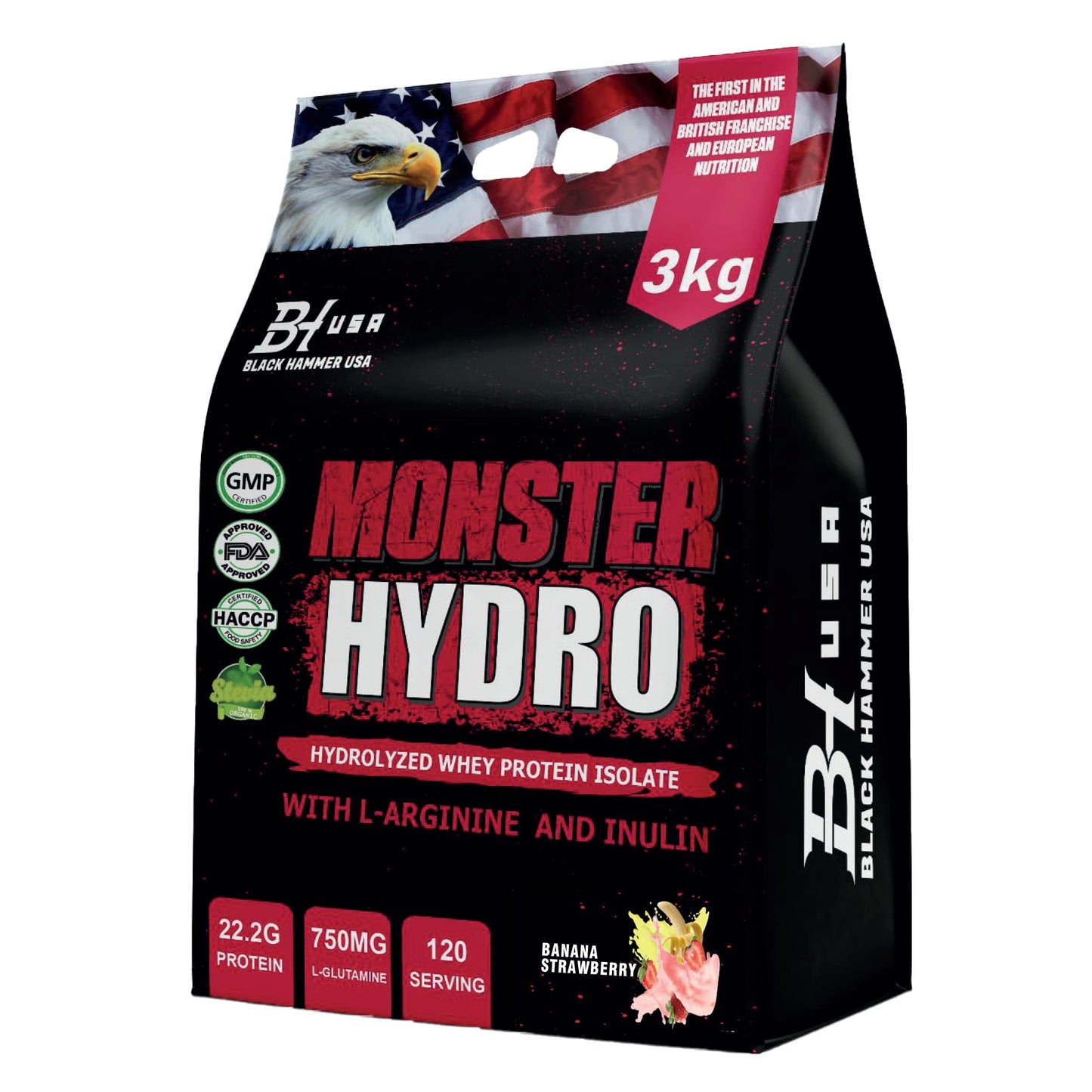 24H Deal: 3× Monster Hydro Whey Protein 3KG – Chocolate + Strawberry + Banana Strawberry