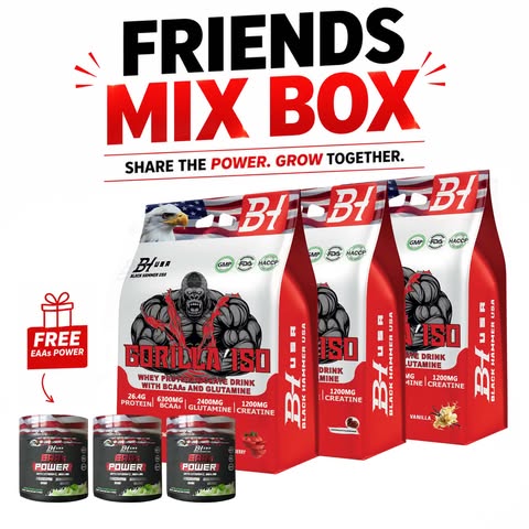 Friends Mix Box – 3x Gorilla ISO Protein 2kg + 3 FREE EAAs Power | Black Hammer USA