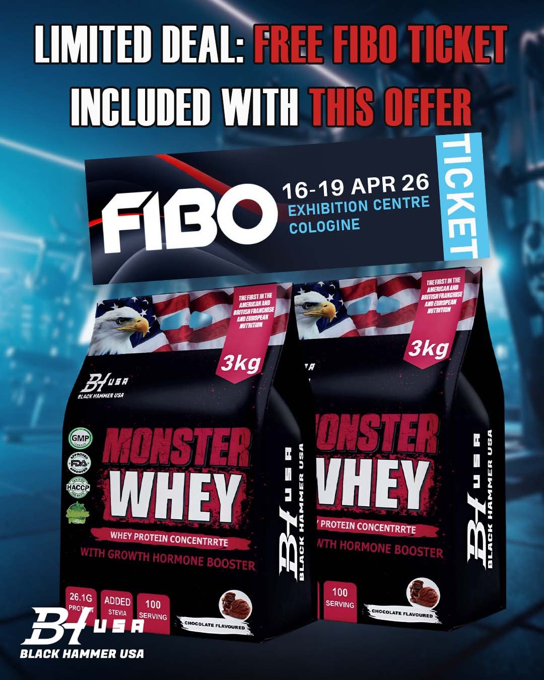 2 Pack - Monster Whey 3KG – Includes FIBO 2026 Ticket
