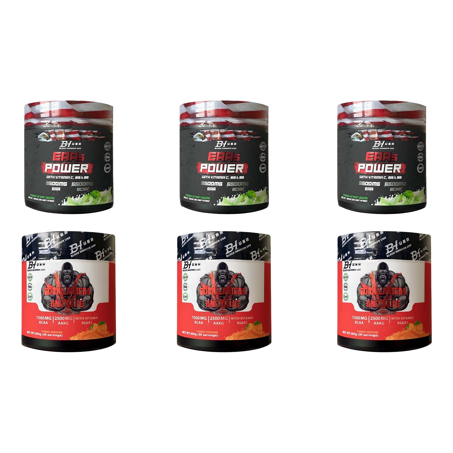 3× Gorilla BCAA Orange + 3× EAAS Power Apple + Free Fibo Ticket