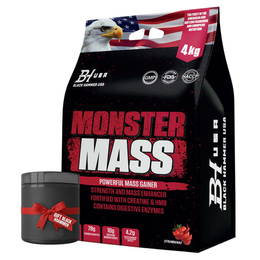 Monster Mass Gainer 4KG Strawberry + Free Gift