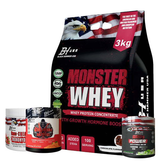 Monster Whey Protein 3KG + EAA + BCAA + Nano Creatine Bundle