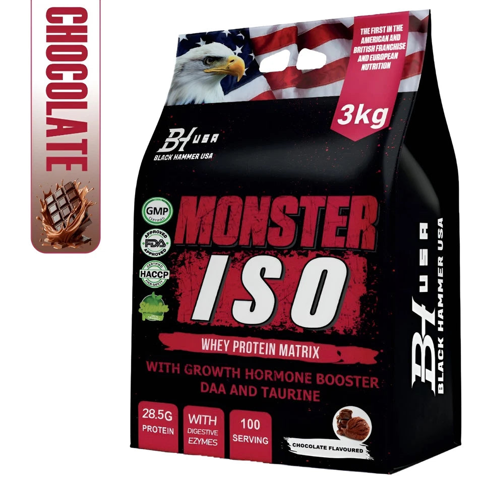 24H Deal: 2x Monster ISO 3KG Banana Strawberry & Chocolate + FREE Black Power Orange
