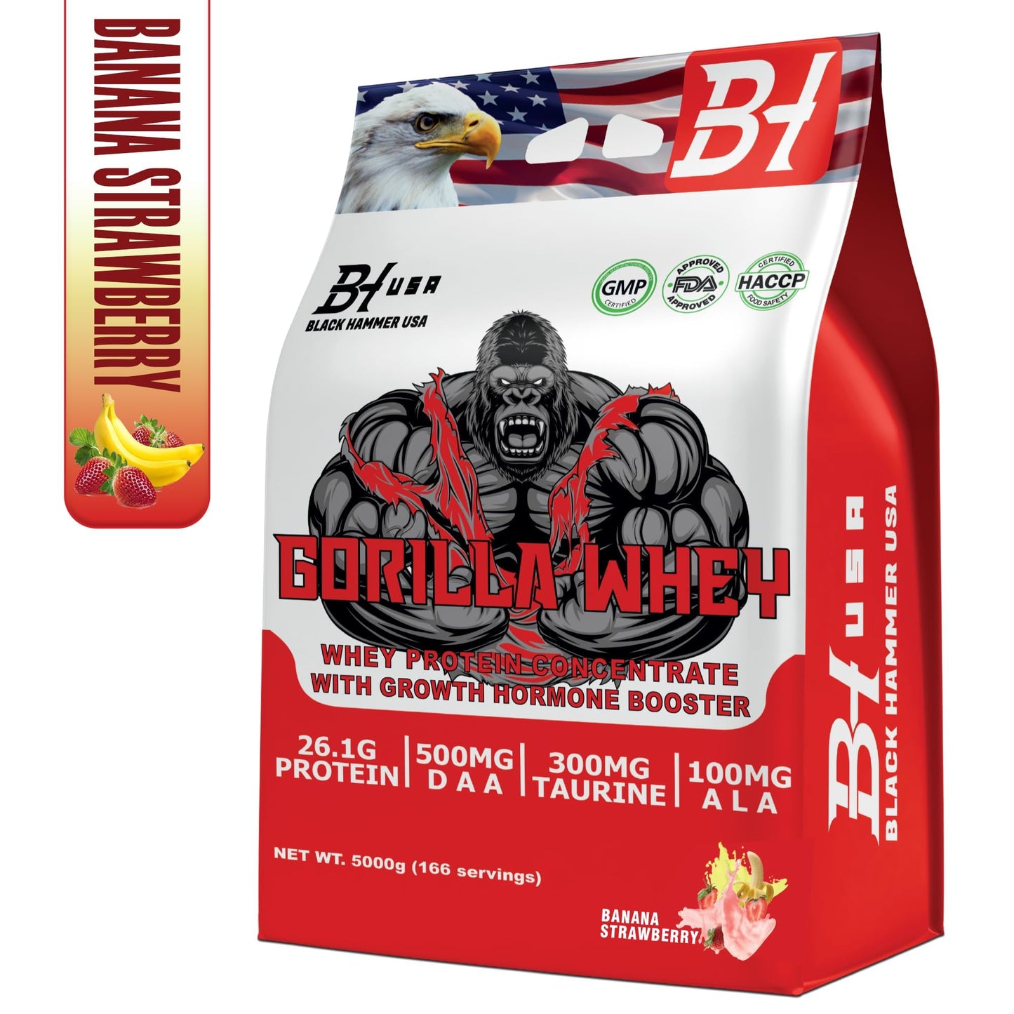 Gorilla Whey 5KG BananaStrawberry + Gorilla Crazy Pump Orange + Black Power Watermelon