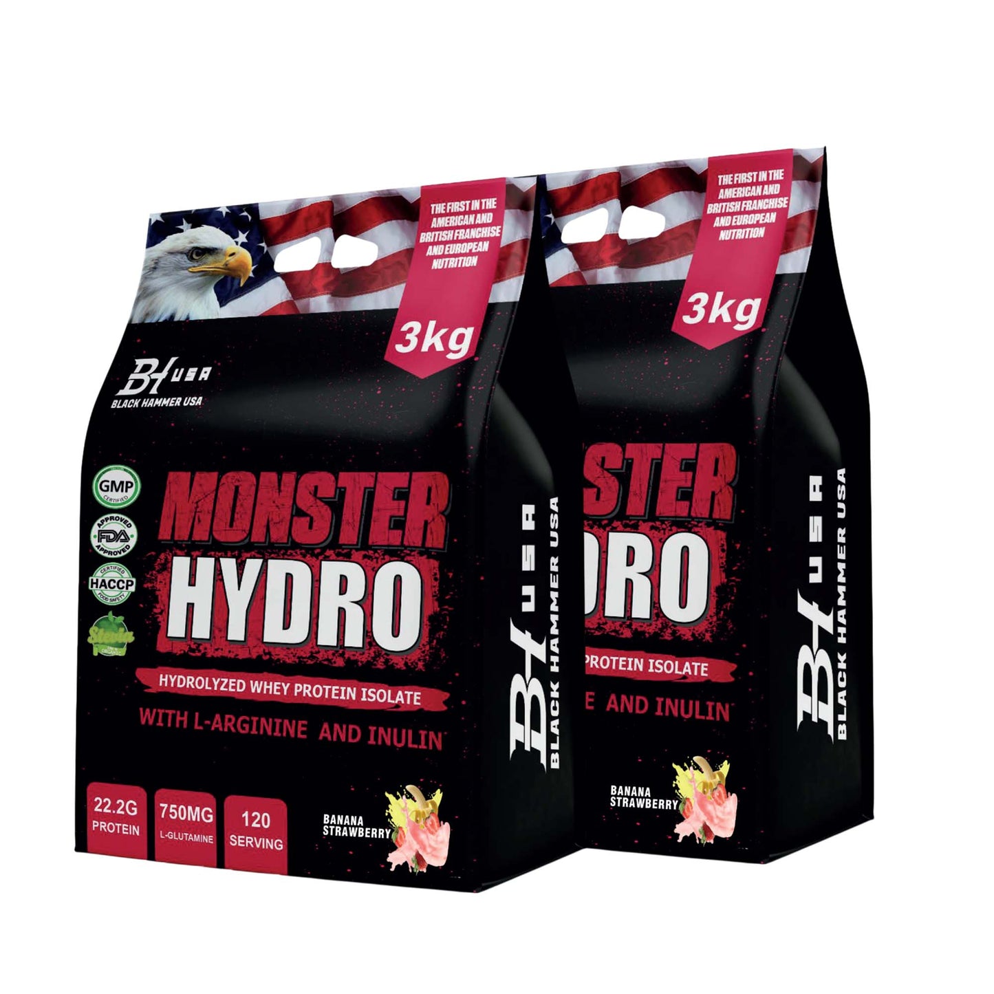 2× Monster Hydro 3 kg – Banana Strawberry