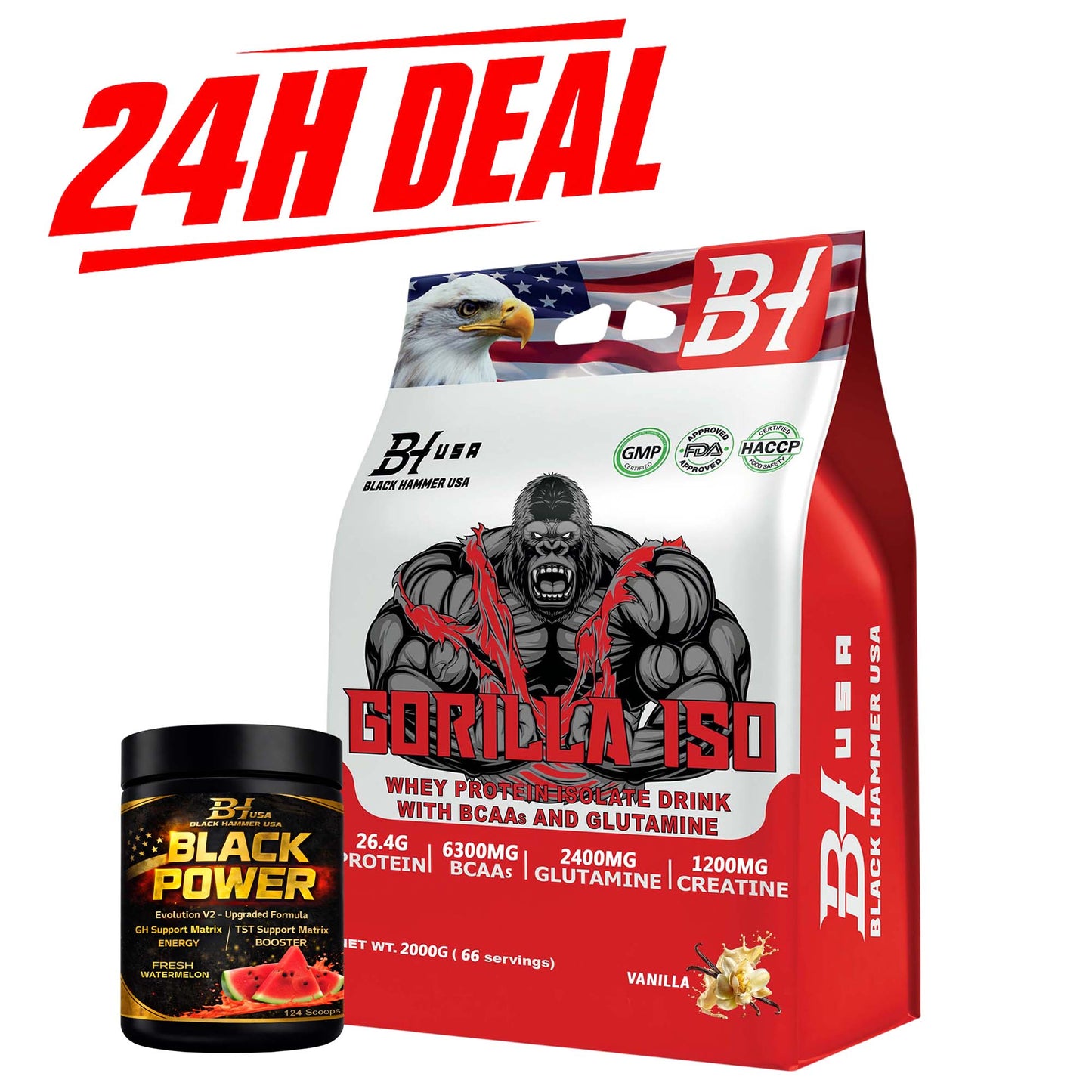 24H Deal: Gorilla ISO 2KG Vanilla + FREE Black Power Watermelon_Save 25%