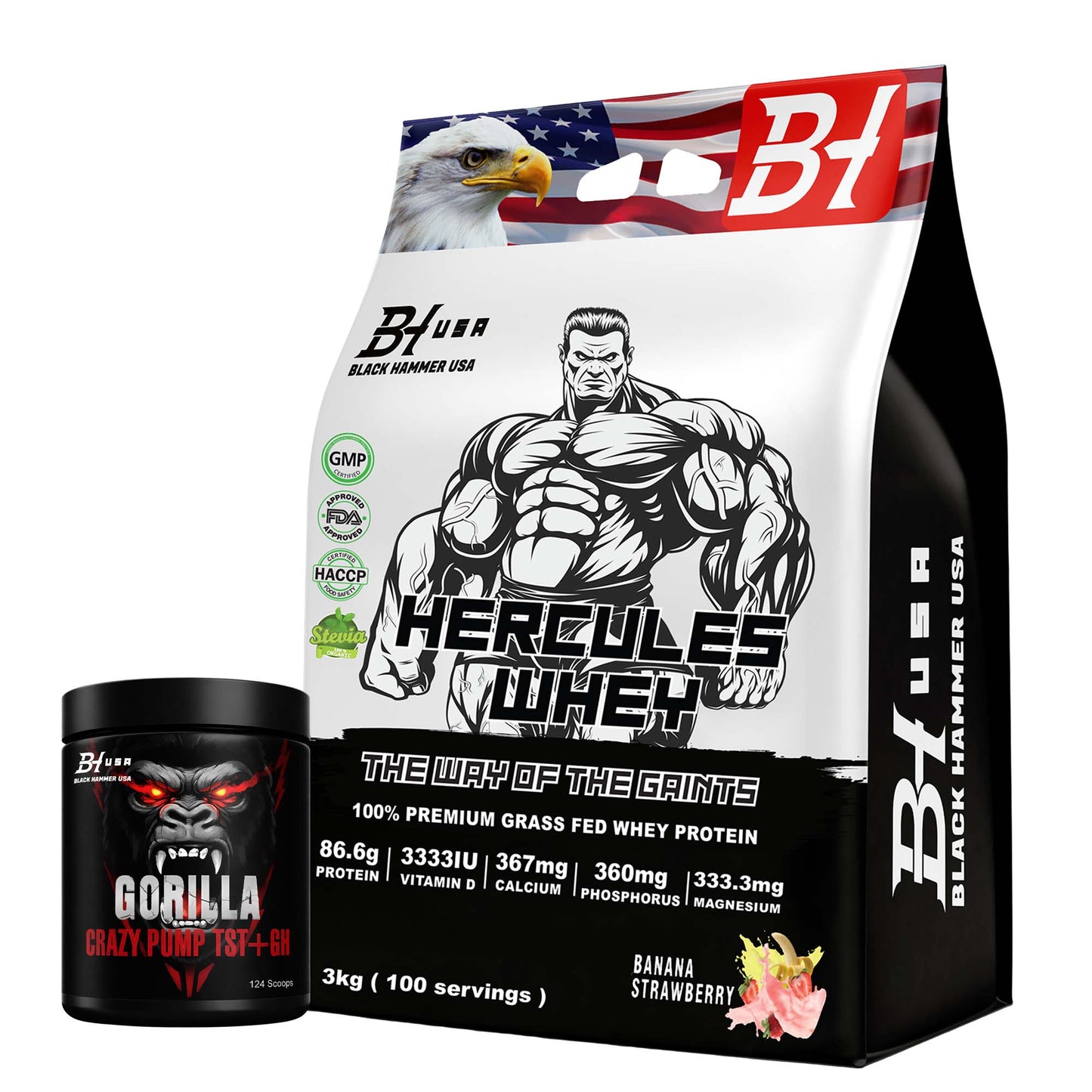 Hercules Whey 3kg + FREE Gorilla Crazy Pump