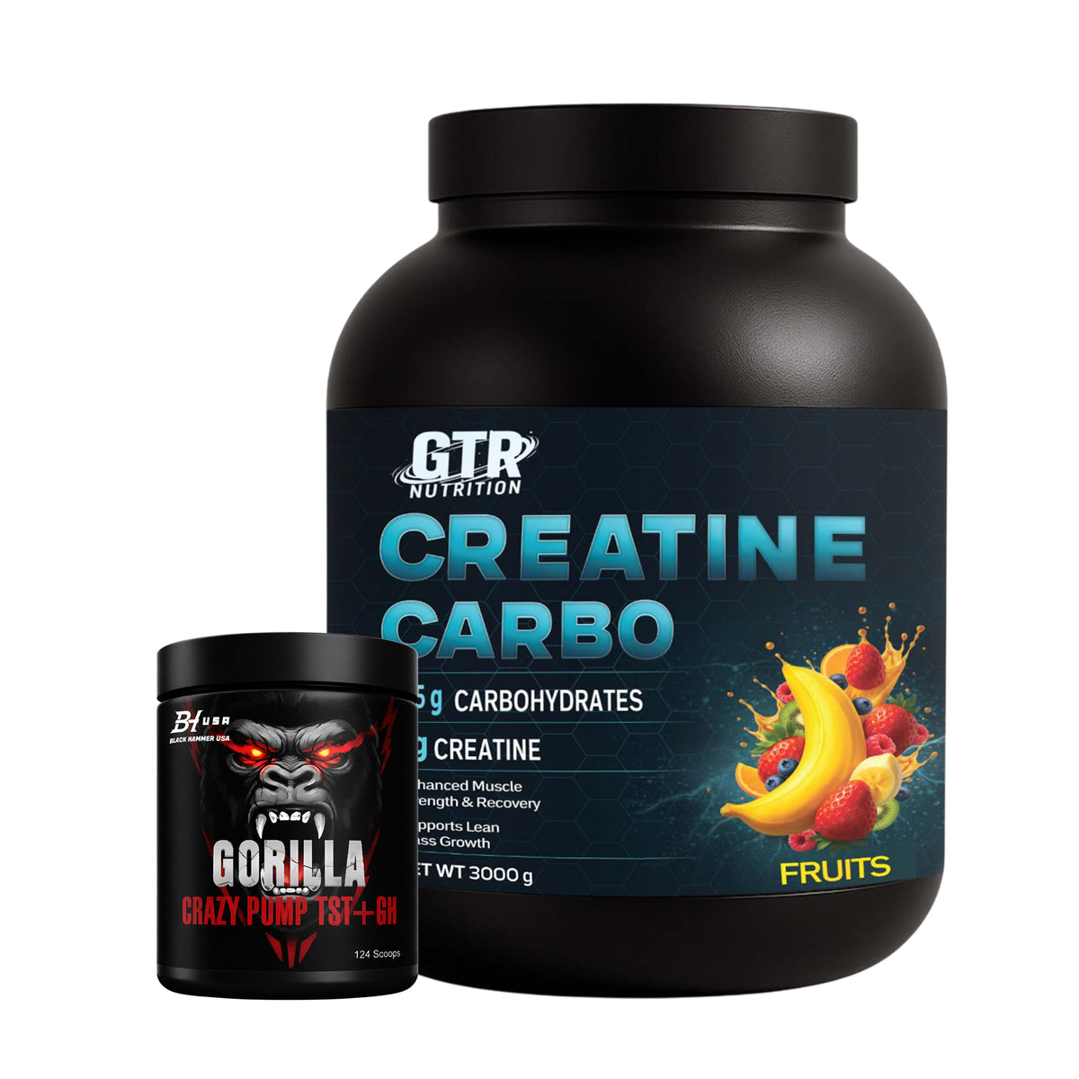 Limitierte Aktion: Kreatin Carbo 3KG Früchte + GRATIS Gorilla Crazy Pump