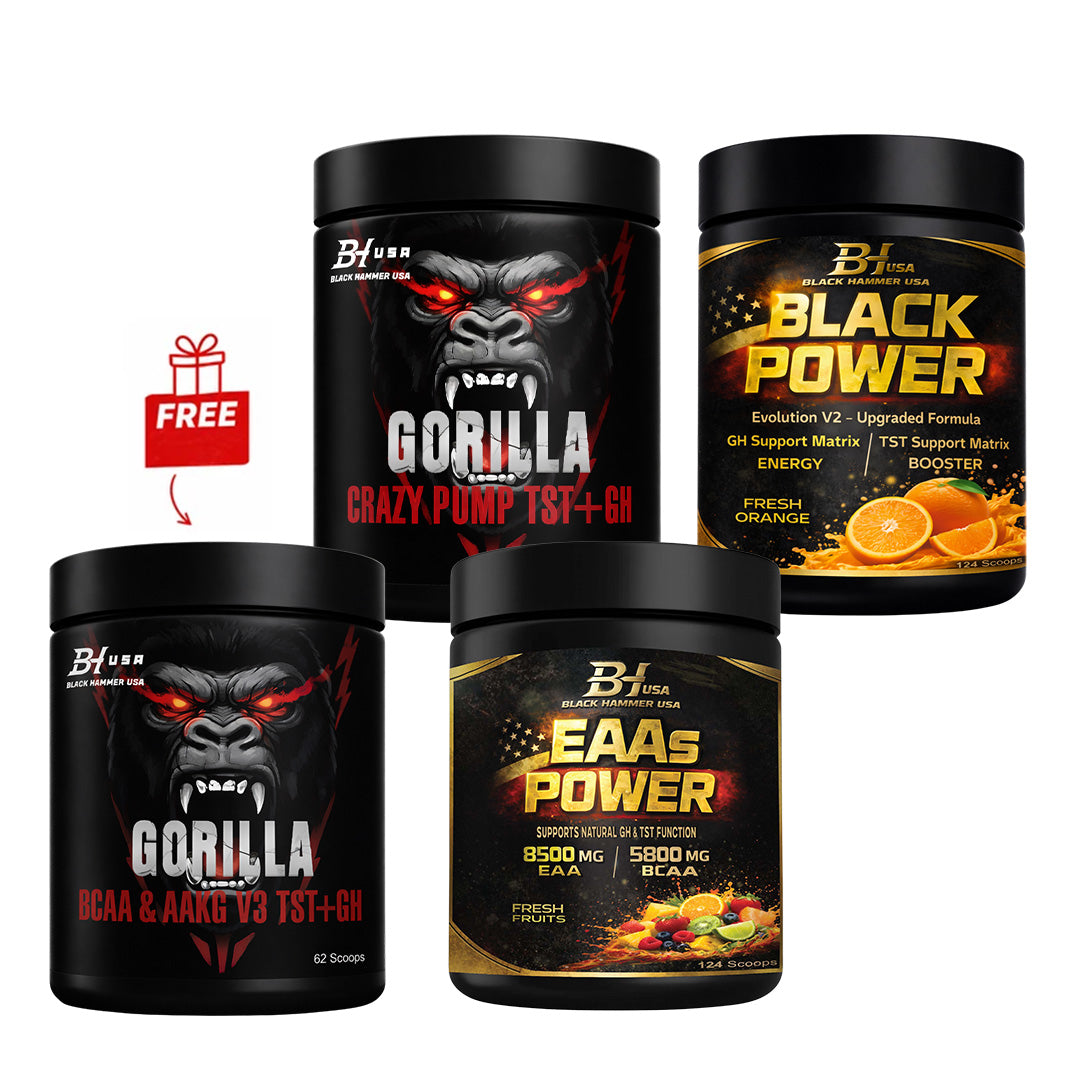 Black Power Orange + Gorilla Crazy Pump Watermelon + FREE EAA & BCAA