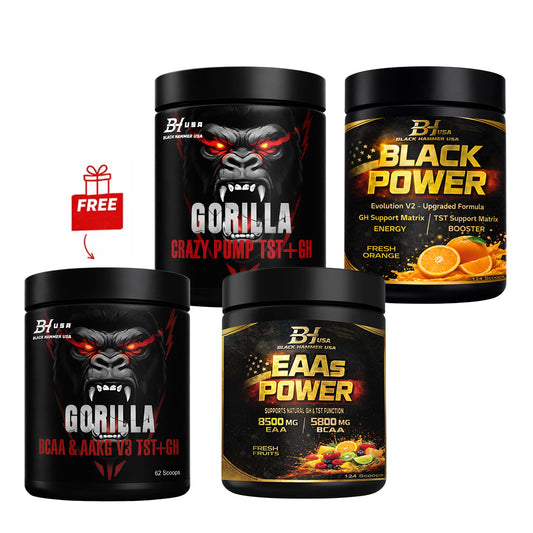 Black Power Orange + Gorilla Crazy Pump Wassermelone + GRATIS EAA & BCAA