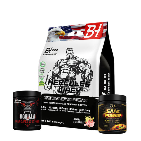 Hercules Whey 3k Banane_Erdbeere + GRATIS EAA & BCAA