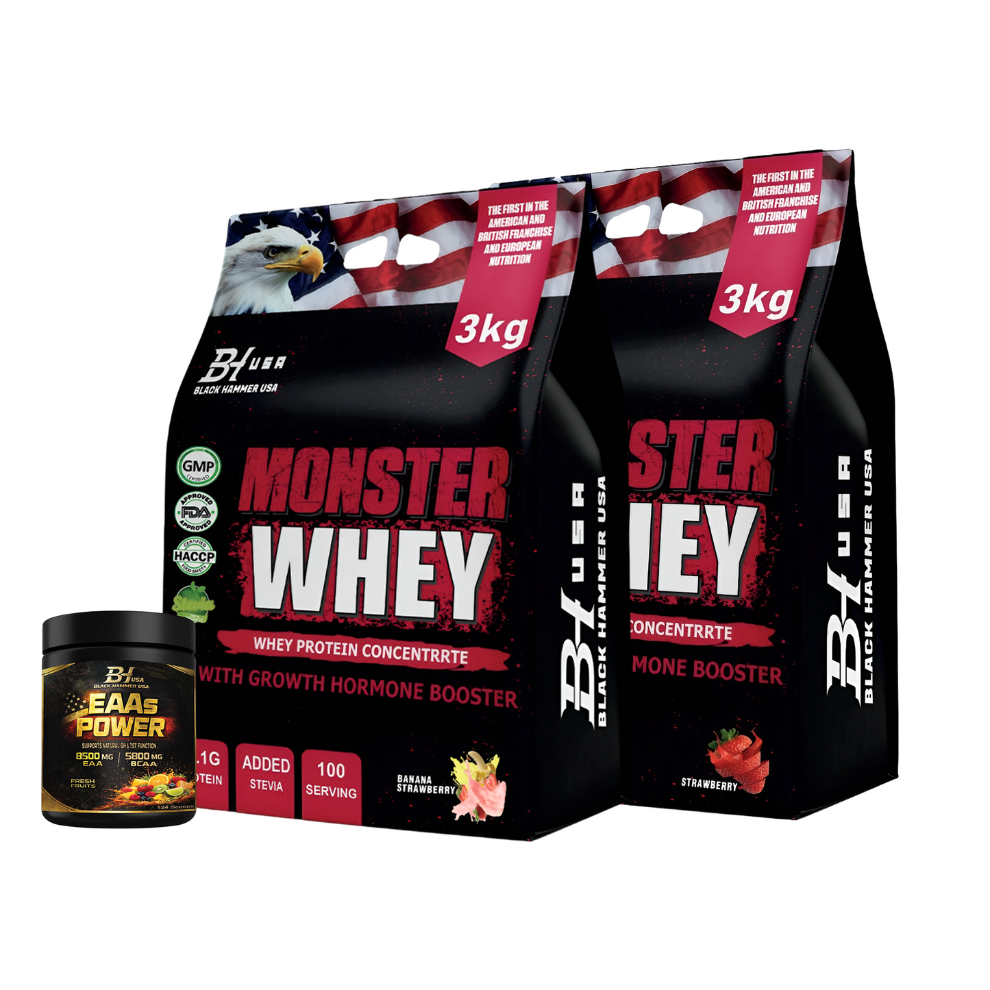 2× Monster Whey Strawberry & BananaStrawberry + FREE EAA
