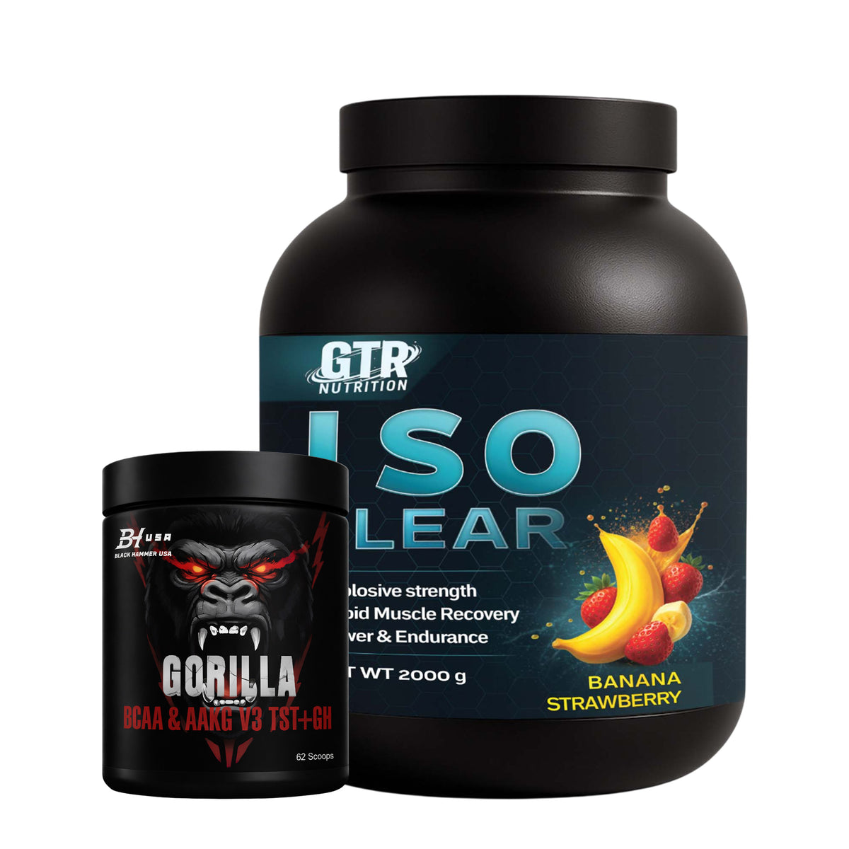 ISO Clear Whey Protein 2KG Banane Erdbeere + GRATIS BCAA 620G