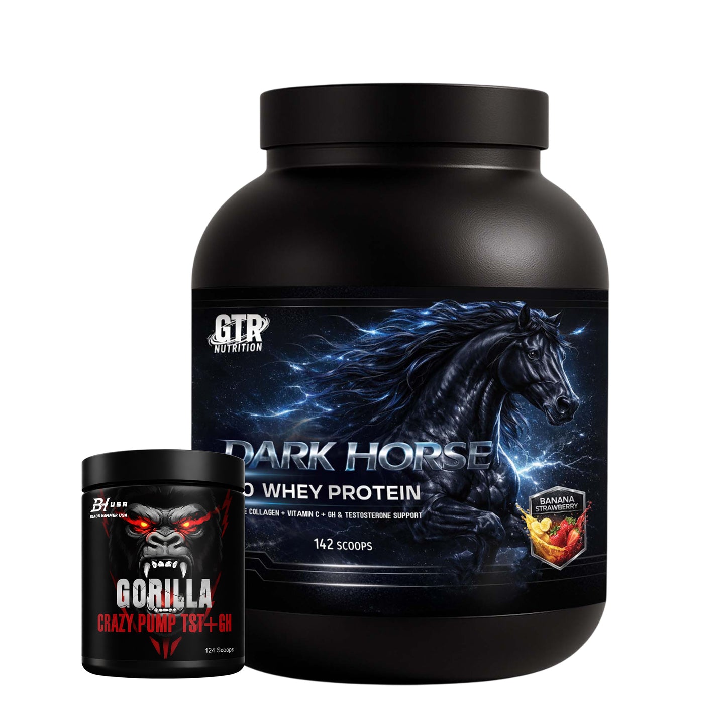 Dark Horse ISO Whey Protein 5KG Banana Strawberry + FREE BCAA 620G