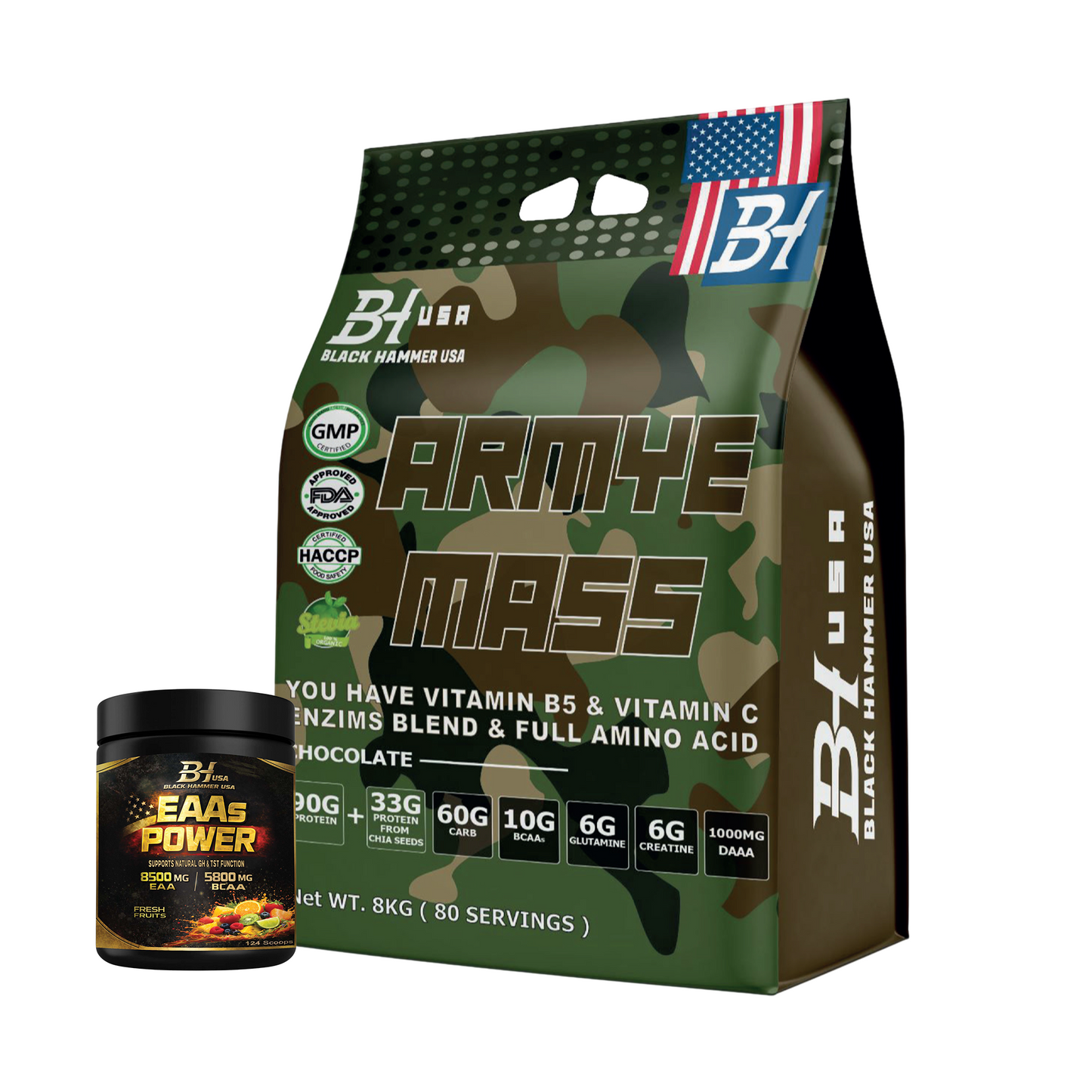 ARMYE Mass 8KG Chocolate + FREE EAA 620G